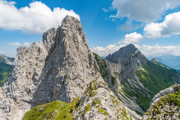 Recorrido Montaña Por Rote Fluh Friedberg Través Ferrata Hasta Scharschrofen — Foto de Stock