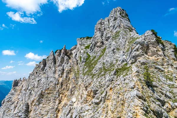 Passeio Montanha Sobre Rote Fluh Friedberg Ferrata Para Scharschrofen Nas — Fotografia de Stock