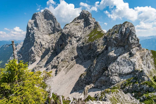 Passeio Montanha Sobre Rote Fluh Friedberg Ferrata Para Scharschrofen Nas — Fotografia de Stock