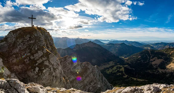 Hermosa Excursión Montaña Aggenstein Atardecer Tannheimer Tal — Foto de Stock