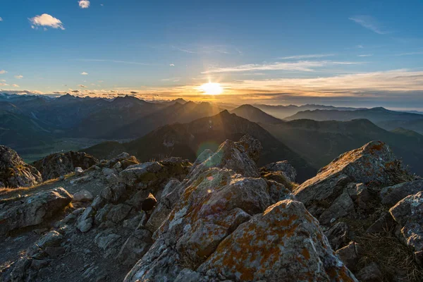 Tannheimer Tal Gün Batımında Aggenstein Güzel Bir Dağ Turu — Stok fotoğraf