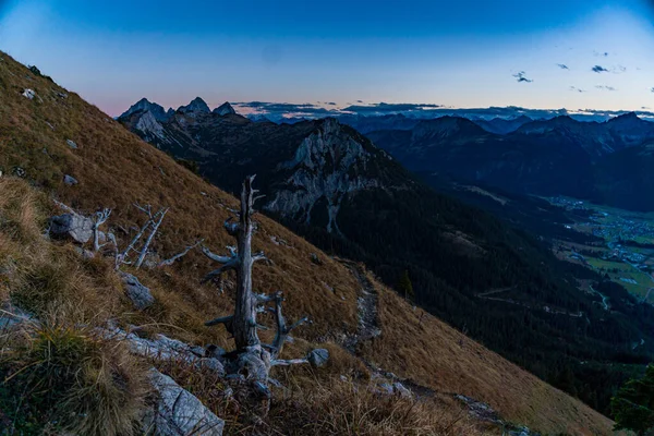 Belle Excursion Montagne Aggenstein Coucher Soleil Dans Tannheimer Tal — Photo