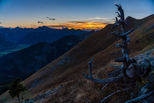 Tannheimer Tal Gün Batımında Aggenstein Güzel Bir Dağ Turu — Stok fotoğraf