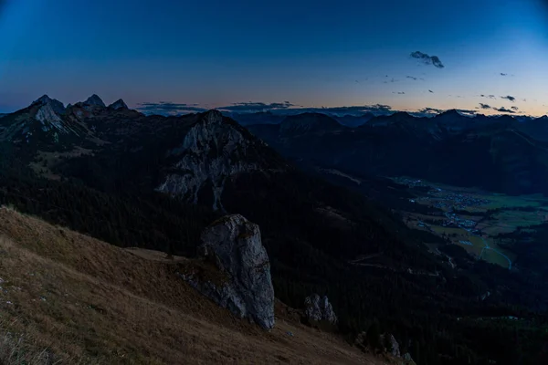 Belle Excursion Montagne Aggenstein Coucher Soleil Dans Tannheimer Tal — Photo