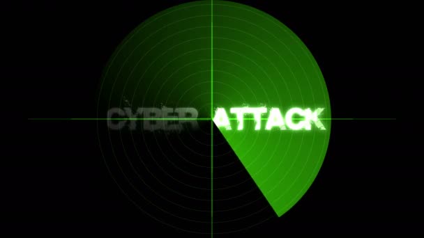 Cyber aanval geschreven radar. — Stockvideo