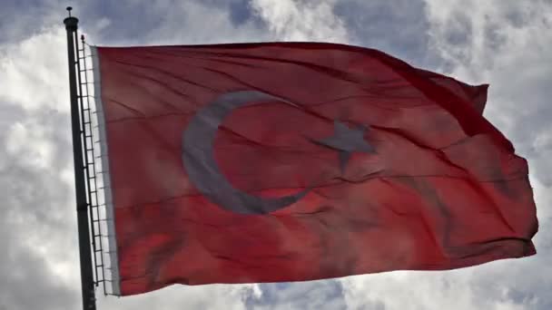 Ondeando bandera turca — Vídeo de stock
