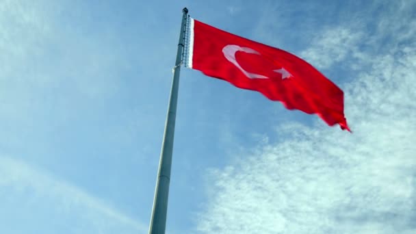 Bandiera turca sventola . — Video Stock