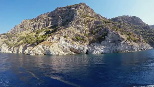 Bordes Agua Del Mar Egeo Sur Vista Desde Barco — Vídeo de stock