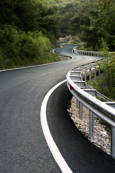 S-vormige weg in bos. — Stockfoto