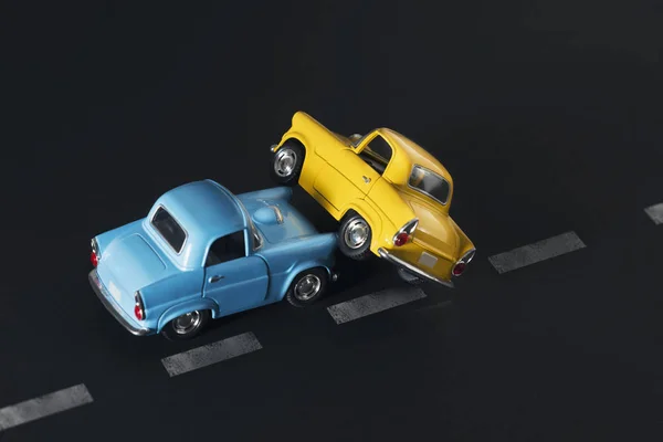 Traffic accident by toy cars. — Stock Photo, Image