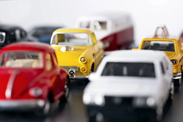 Traffic jam with toy cars.