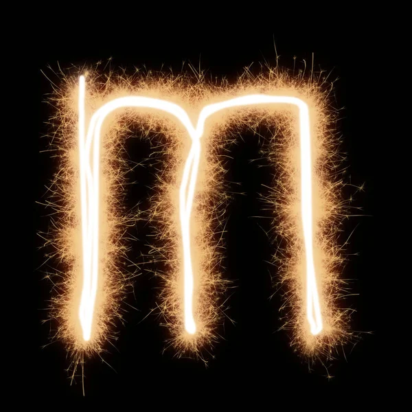 Lower Case M Letter Of Alphabet On A Black Background