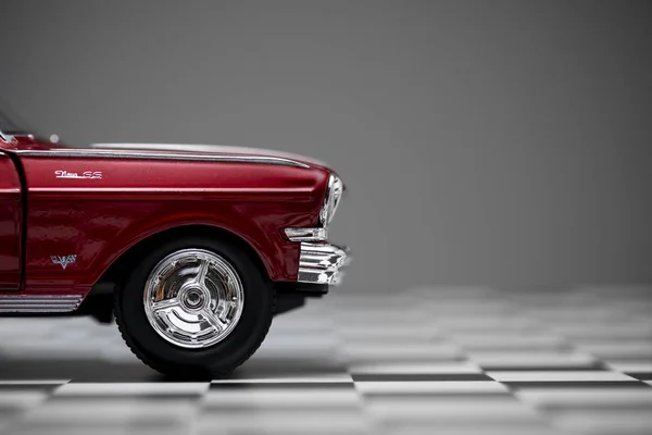 Side and front view of a red colored 1960 Chevrolet Nova toy mod — 스톡 사진