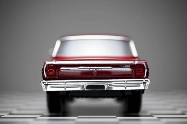 Back view of a red colored 1960 Chevrolet Nova toy model car. — 스톡 사진