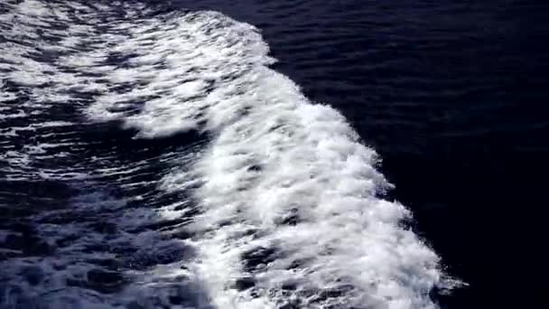 Foams over the sea which a boat caused while cruise. — Stock Footage Foams Sea Which Boat Caused While Cruise Royalty Free Stock Footage