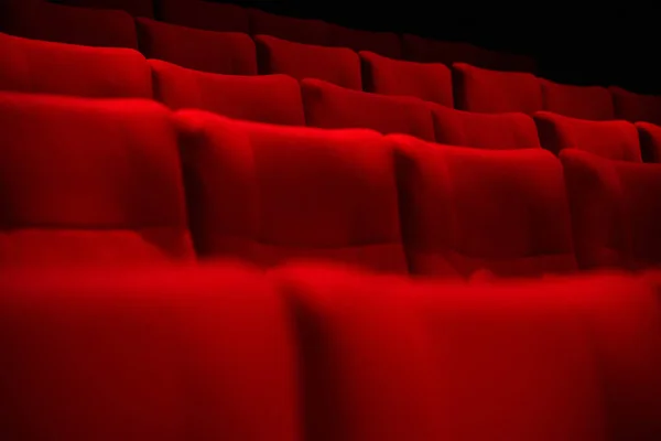 Červená Barva Kino Sedadla Bez Lidí — Stock fotografie