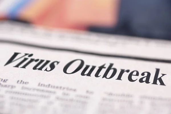 Virüs Salgını Yazılı Gazete Metne Yakın Çekim — Stok fotoğraf
