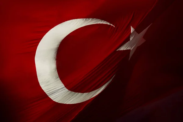 Foto Von Glorious Real Türkischen Flagge Hintergrund Textur Weht Mit — Stockfoto