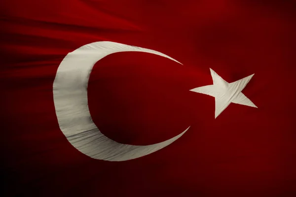 Photo Glorious Real Turkish Flag Background Texture Waving Real Wrinkles — Stock Photo, Image