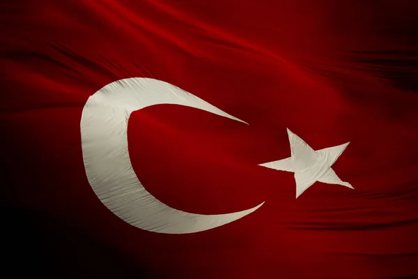 Foto Von Glorious Real Türkischen Flagge Hintergrund Textur Weht Mit — Stockfoto