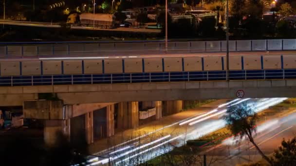 Izmir Turecko Března 2020 Timelapse Bornova Viadukt Road Night Manavkuyu — Stock video