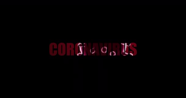 코로나 바이러스가 기록된 배경으로 빨간색 배경에 나타나 바이러스 삽화의 애니메이션 — 비디오