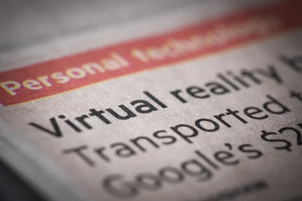Close Text Shot Virtual Reality Written Newspaper — Stock Photo, Image