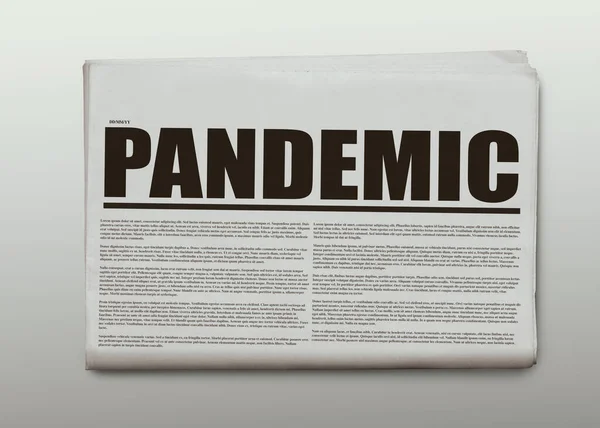 Pandemia Escrito Manchete Jornal Isolado Fundo Branco — Fotografia de Stock