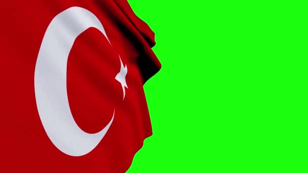 緑の背景にトルコの旗Cgiアニメーションを振る — ストック動画