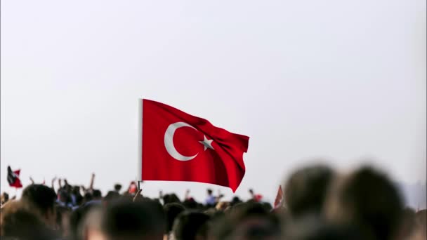 Cgi Animovaná Turecká Vlajka Ruce Osoby Den Září Den Nezávislosti — Stock video