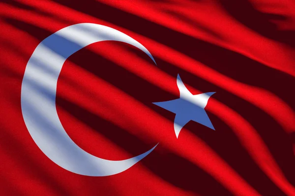 Primer Plano Bandera Turca Que Está Color Rojo Media Luna —  Fotos de Stock