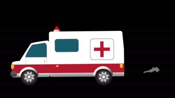 Smyčka Video Karikatury Ambulance Červeným Bliká Jde Rychle — Stock video
