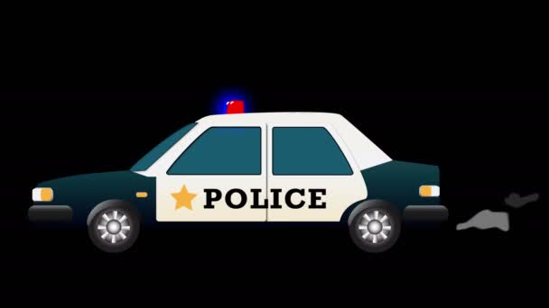 Este Coche Policía Dibujos Animados — Vídeos de Stock