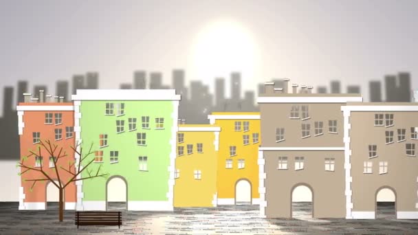 Dies Ist Ein Lupenreiner Stadt Cartoon Hintergrund — Stockvideo