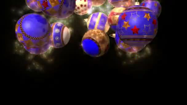 3个不同的圣诞球和粒子转变 — 图库视频影像