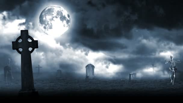 这段录像显示了一个墓地在夜晚 — 图库视频影像