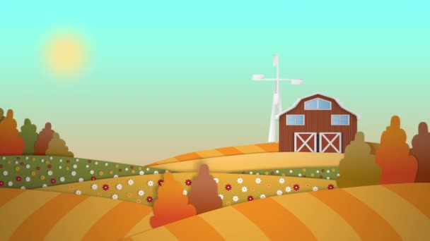 Funny Farm Cartoon Background — Stock Video