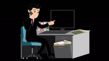 Bu döngü çizgi filmi telefonda bir ofis müdürünü gösteriyor.