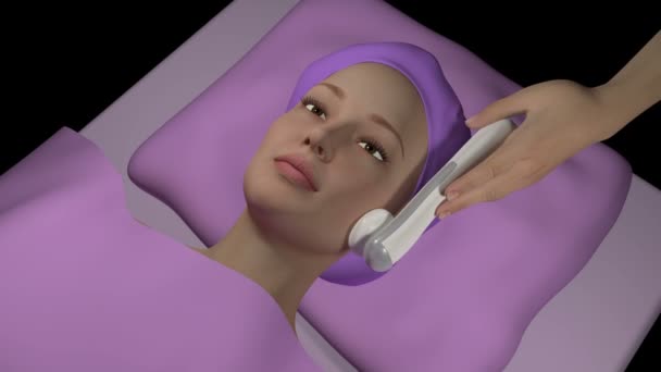 このビデオは顔の皮膚の引き締め治療を示しています — ストック動画