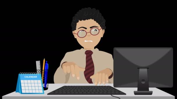 このループビデオはPcで働いているストレスのある男を示しています — ストック動画