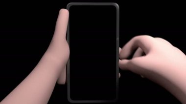Bu döngü videosu bir karikatür elin telefon ekranına dokunuşunu gösteriyor.