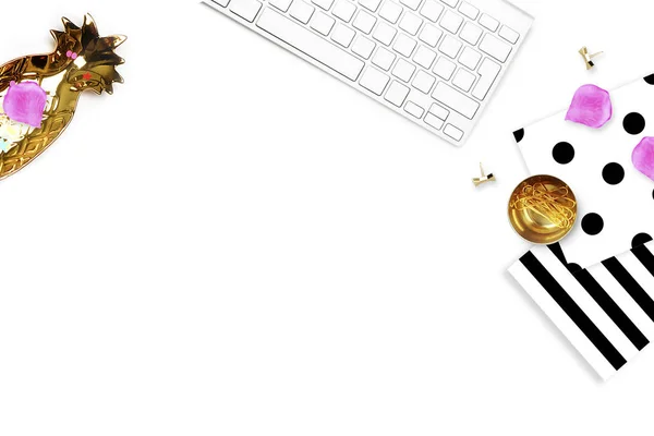 Tablo görünümü office öğeleri, beyaz arka plan 