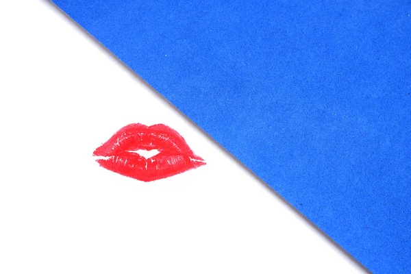 Designerwerbung Lippen Auf Farbigem Karton Kosmetik — Stockfoto