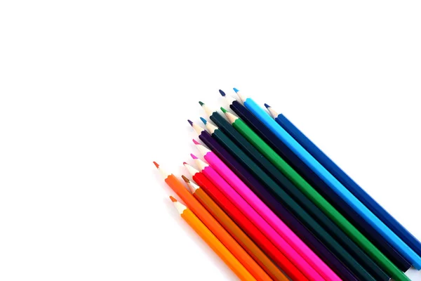 Set Matite Colorate Tutti Colori Dell Arcobaleno Materiale Ufficio Scuola — Foto Stock
