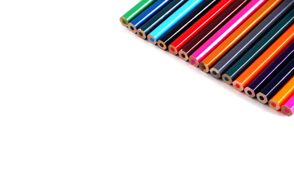 一套彩色铅笔 彩虹的所有颜色 办公室和学习用品 — 图库照片