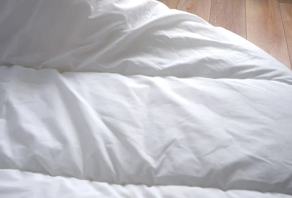 Белое Мягкое Одеяло Красивый Текстурный Фон — стоковое фото