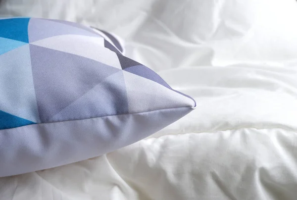 Cobertor Macio Branco Travesseiros Grife Fundo Textura Bonita — Fotografia de Stock