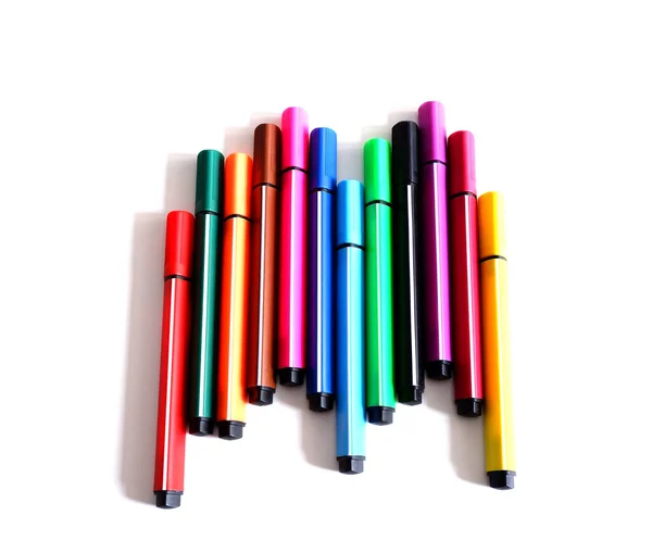 Set Colored Markers All Colors Rainbow Office School Supplies — Stock Photo, Image