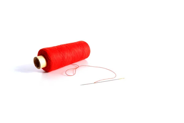 Single red thread stock photo. Image of thread, white - 8746868
