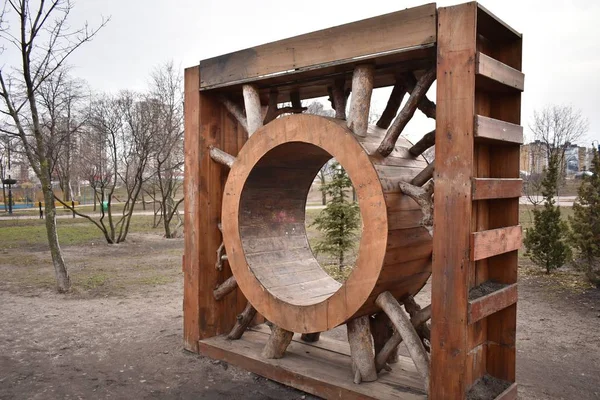 Strange Structure Made Wood Drum — 图库照片